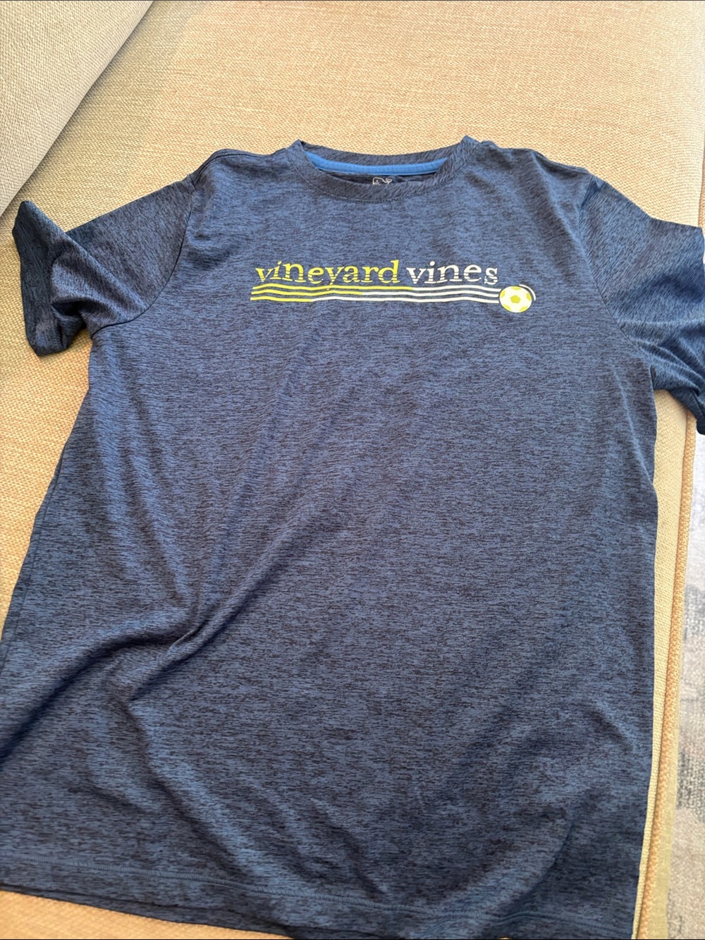Vineyard Vines Navy Short Sleeve Tee with Yellow Logo Detail
